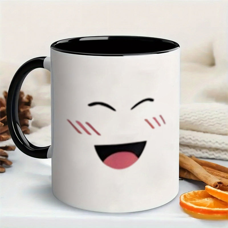 Tailorly Black Accent 11 oz Mug - cute face with pink cheeks
