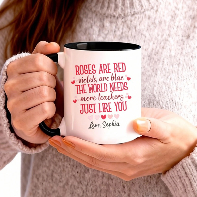 Tailorly Black Accent 11 oz Mug - the world needs more teachers