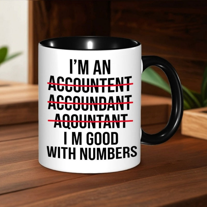 Tailorly Black Accent 11 oz Mug - im an im good with numbers