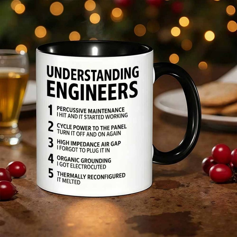Tailorly Black Accent 11 oz Mug - a single piece of a quirky mug designed for engineers coffee tea or juice this 11 ounce cup a fun gift option for