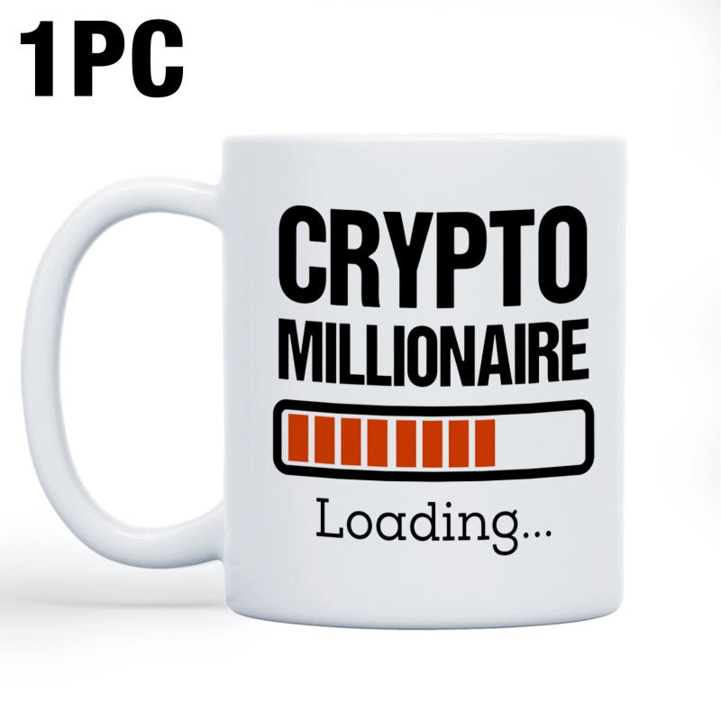 Tailorly White Ceramic 11 oz Mug - Crypto Millionaire Loading Minimalist Digital Loading Bar With Vibrant Segments Set Within Rectangular Frame Mug