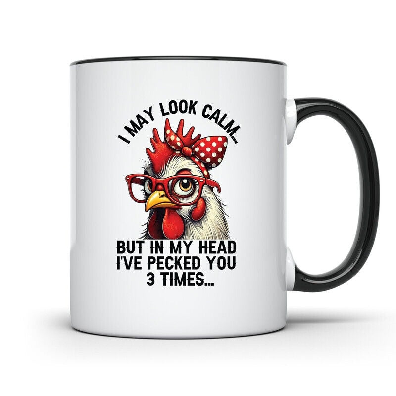 Tailorly Black Accent 11 oz Mug - chicken