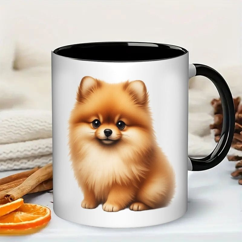 Tailorly Black Accent 11 oz Mug - pomeranian puppy