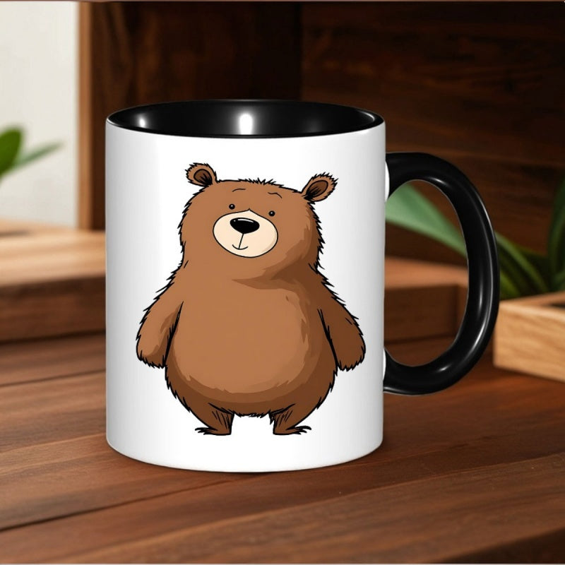 Tailorly Black Accent 11 oz Mug - teddy bear shape