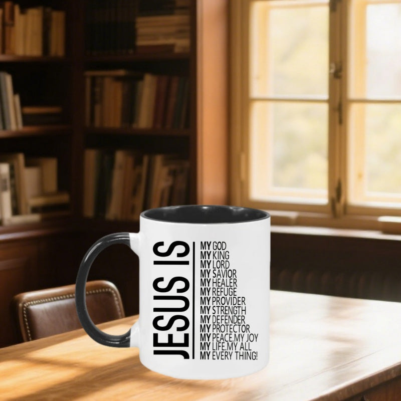 Tailorly Black Accent 11 oz Mug - 11oz ceramic coffee mug with black handle is water bottles tea cup birthday gift christmas