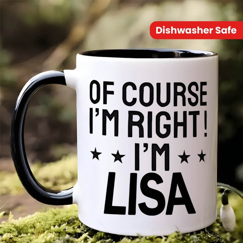 Tailorly Black Accent 11 oz Mug - funny definition "im right im" star accents