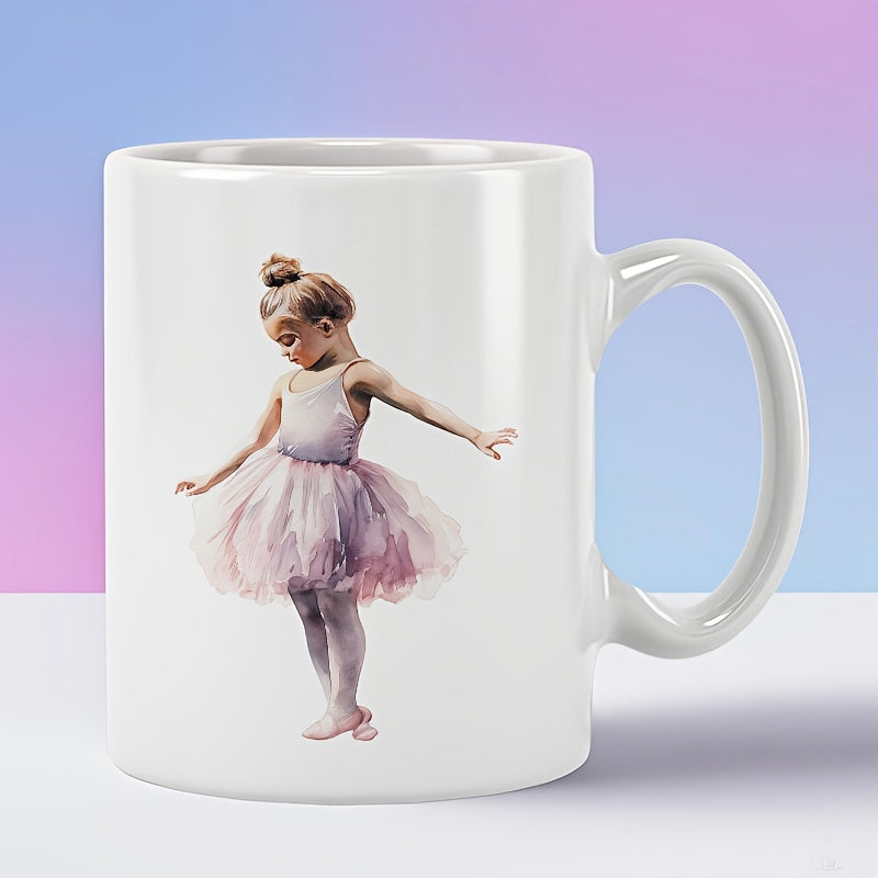 Tailorly White Ceramic 11 oz Mug - Delicate Little Girl Wearing Pink Tutu In Graceful Ballet Pose Ballerina