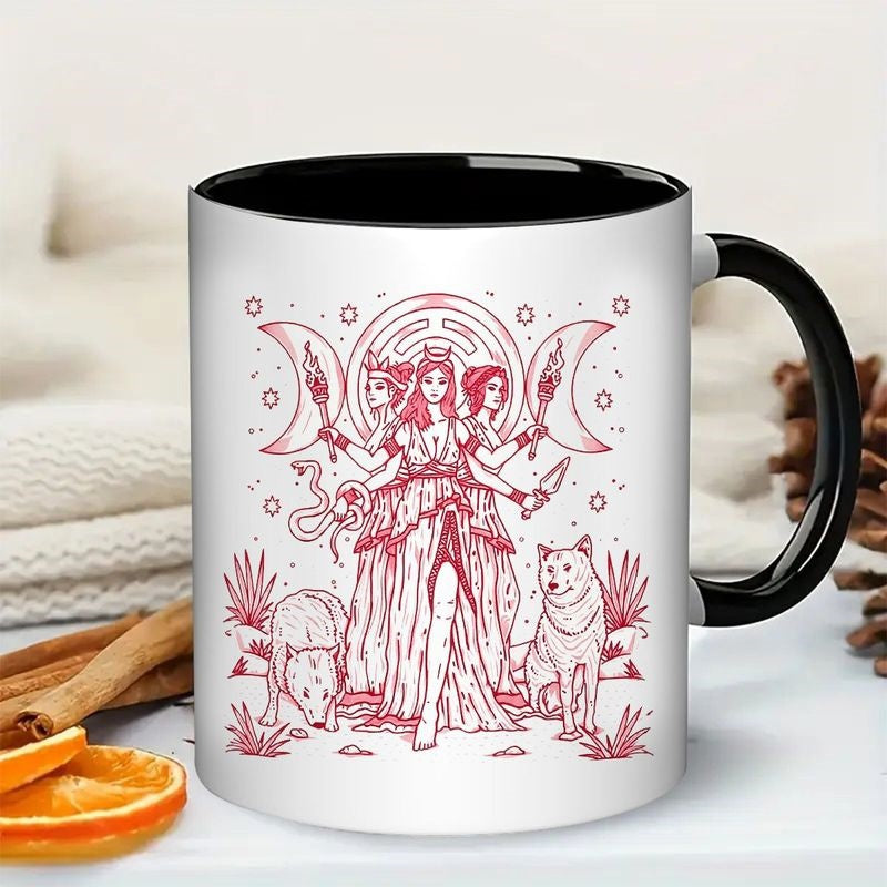 Tailorly Black Accent 11 oz Mug - 11oz triple goddess symbol