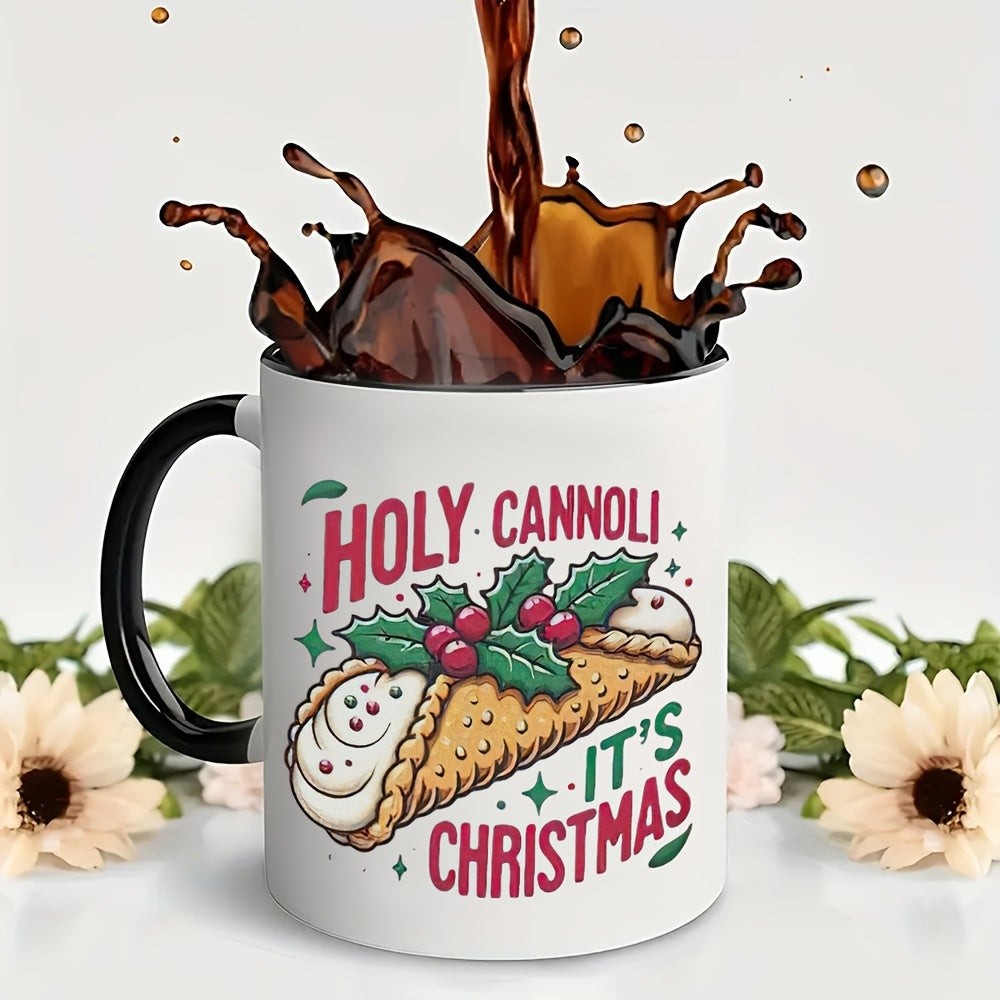 Tailorly Black Accent 11 oz Mug - holy cannoli it's christmas