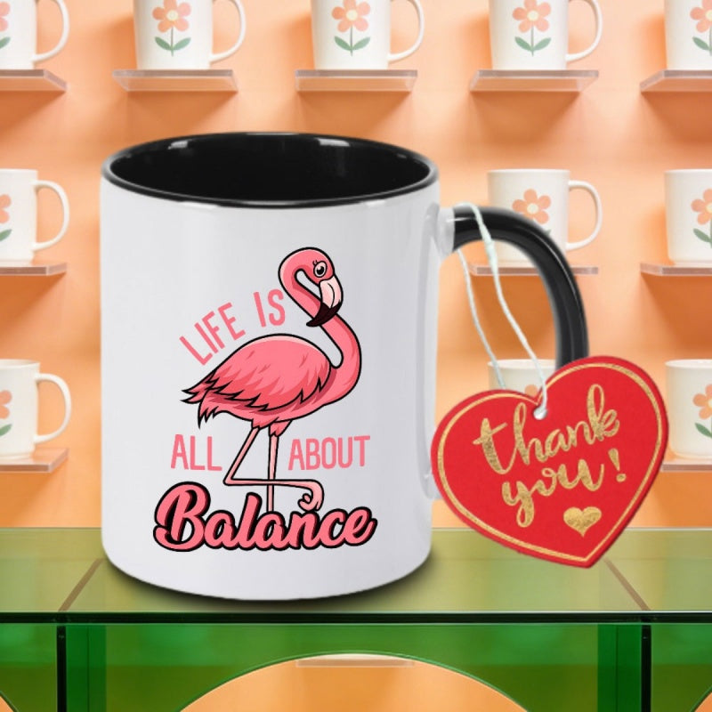 Tailorly Black Accent 11 oz Mug - motivational flamingo themed