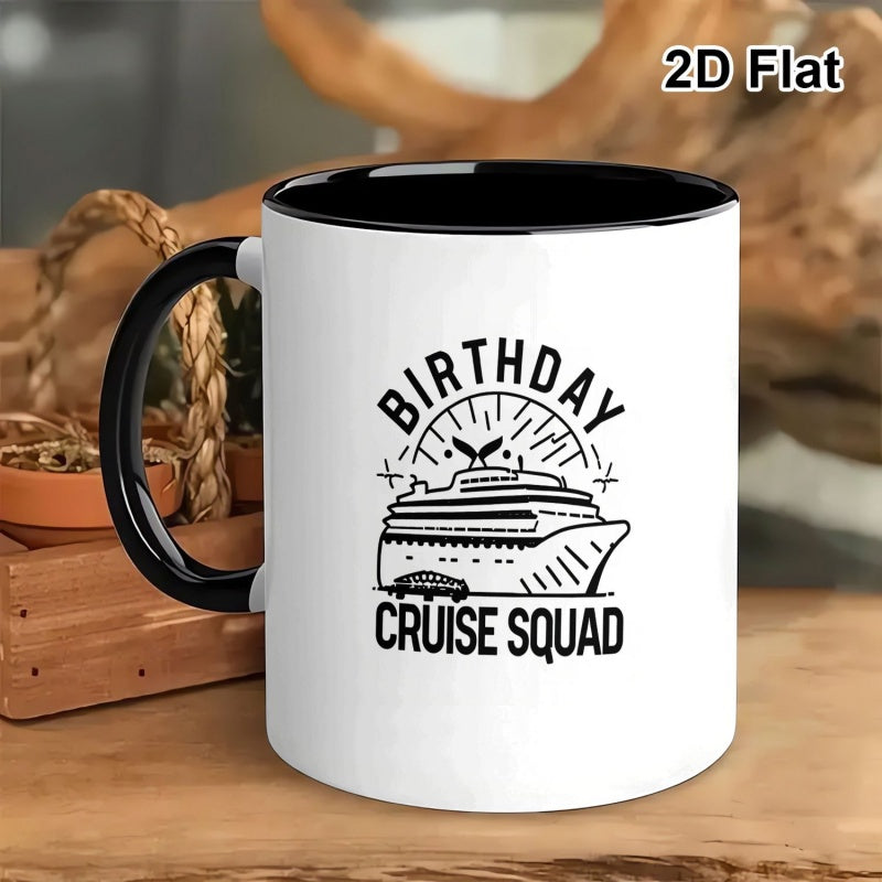 Tailorly Black Accent 11 oz Mug - birthday cruise squad graphic