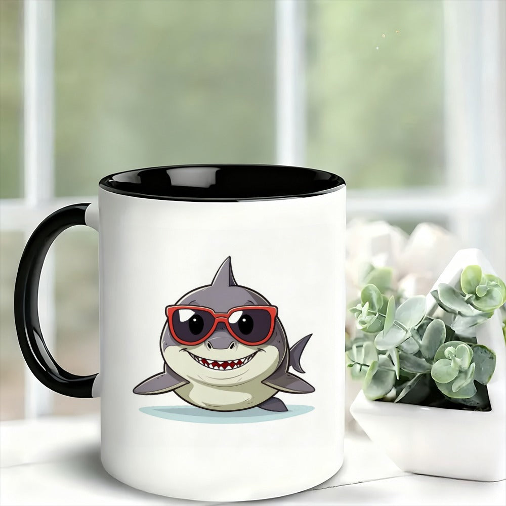 Tailorly Black Accent 11 oz Mug - glasses design cartoon animal