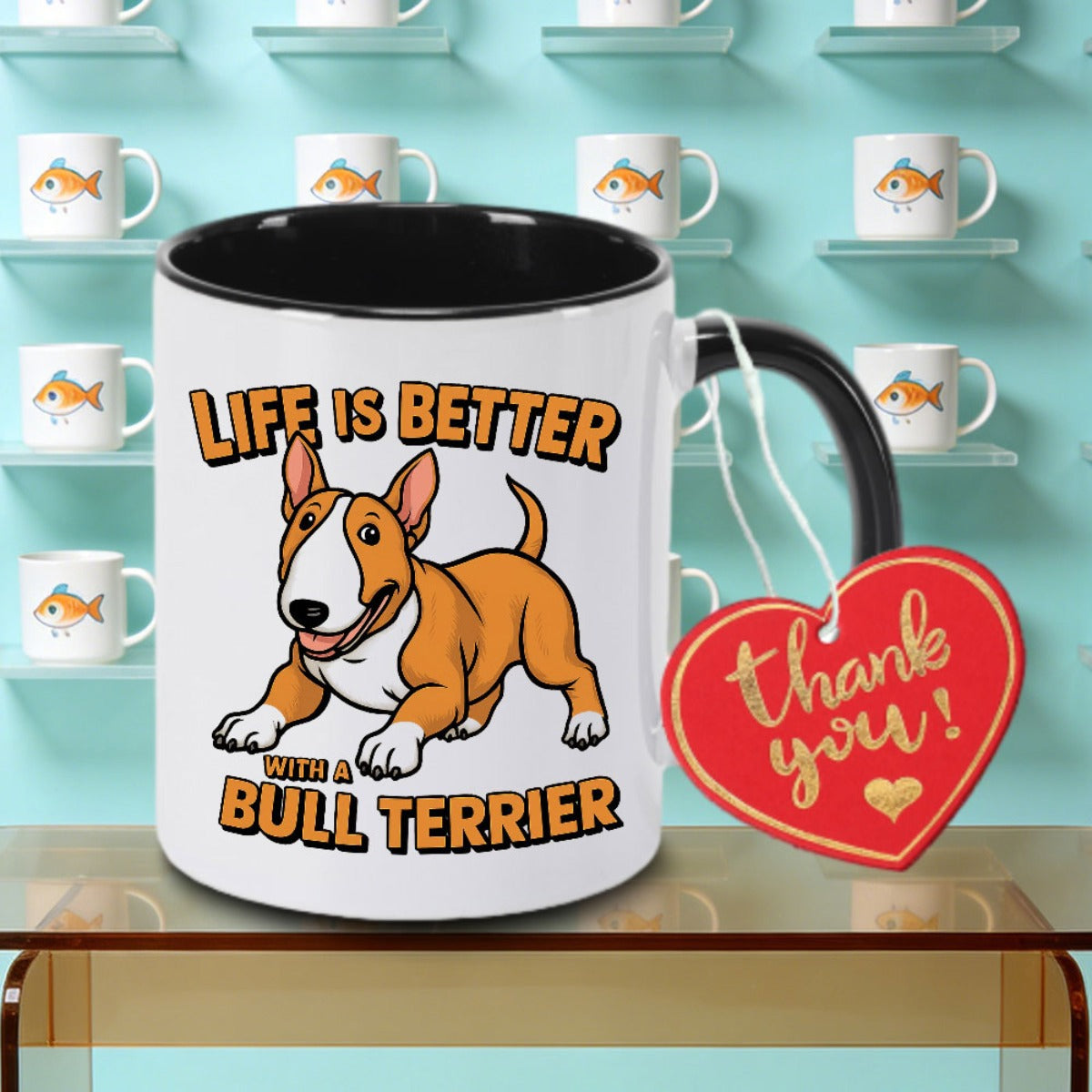 Tailorly Black Accent 11 oz Mug - Terrier illustration