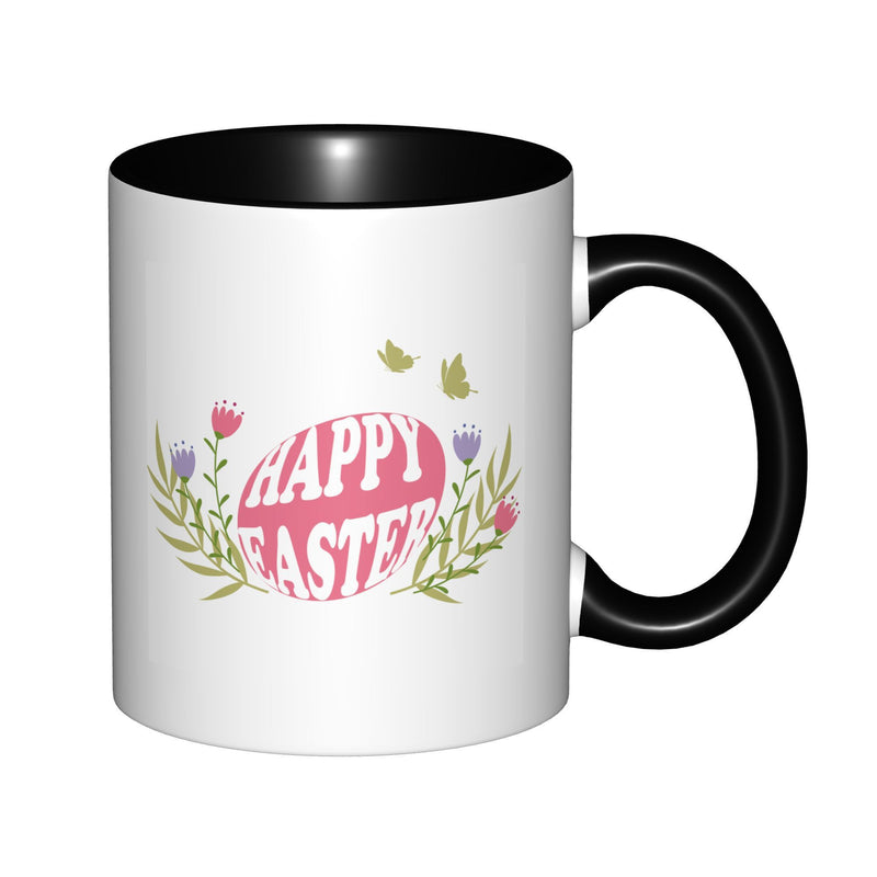 Tailorly Black Accent 11 oz Mug - floral wreath and accents with text design