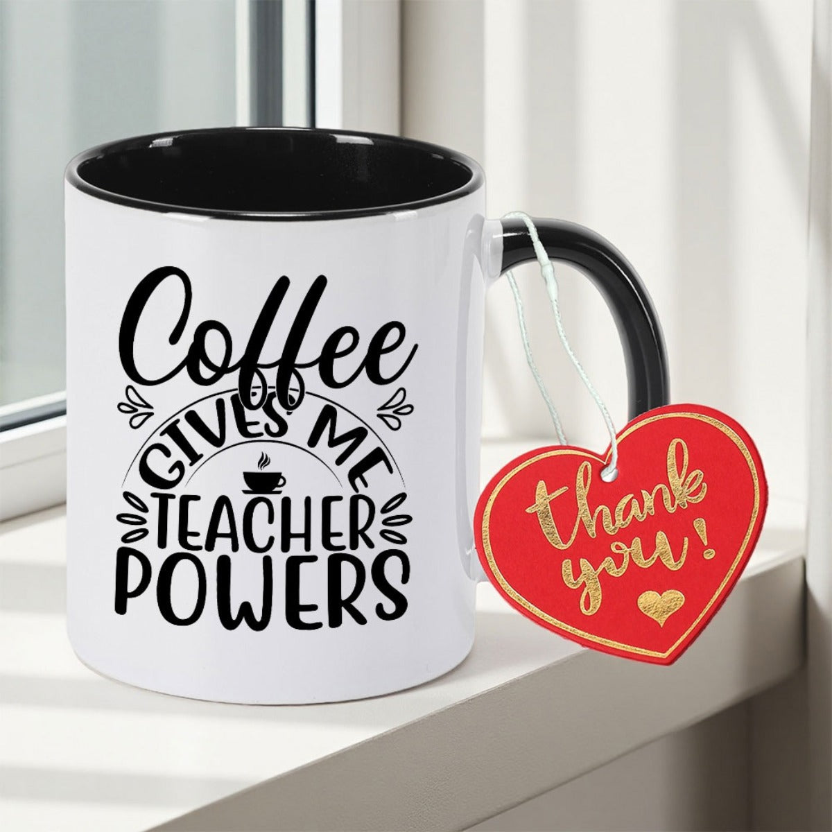 Tailorly Black Accent 11 oz Mug - Black Lettering， Stylish Cursive