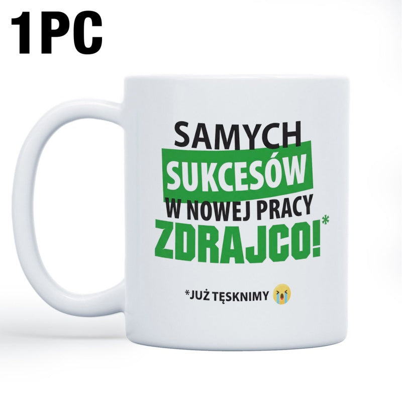 Tailorly White Ceramic 11 oz Mug - Minimalist Polish Farewell Message Printed On Smooth Mug