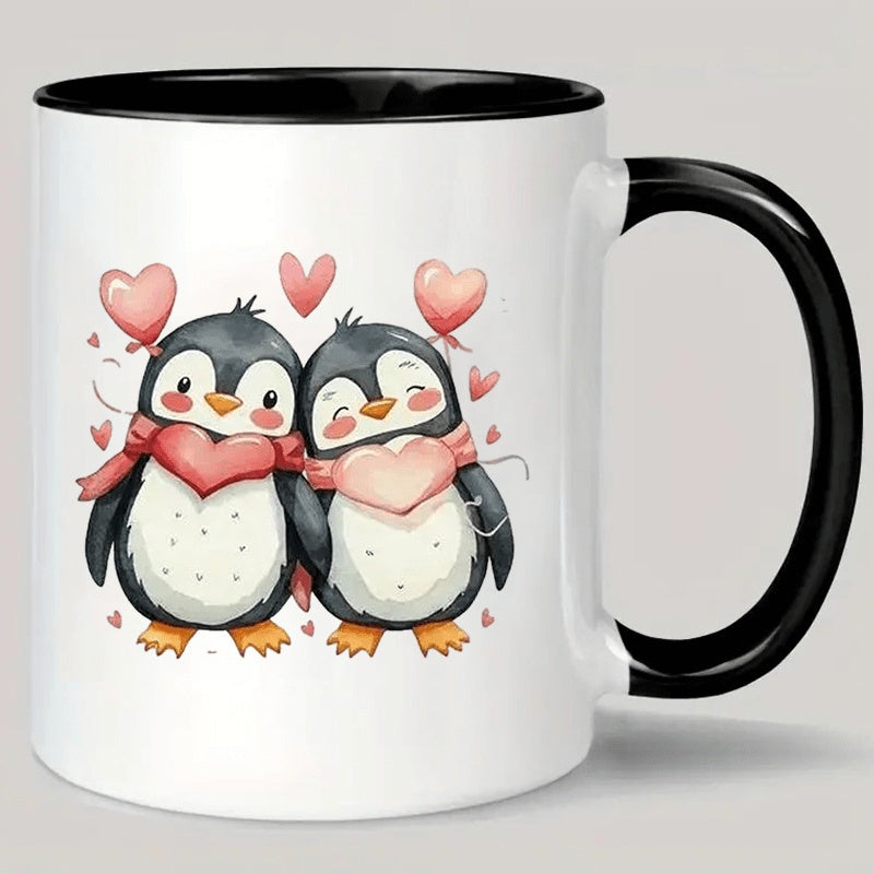 Tailorly Black Accent 11 oz Mug - two penguins