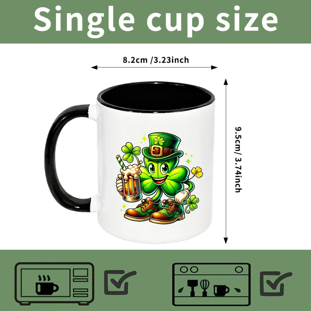 Tailorly Black Accent 11 oz Mug - leprechaun beer clover irish themed