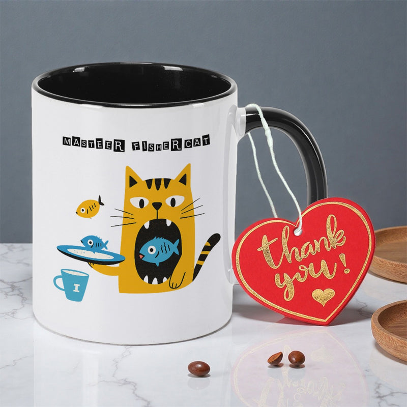 Tailorly Black Accent 11 oz Mug - adorable orange and letter print