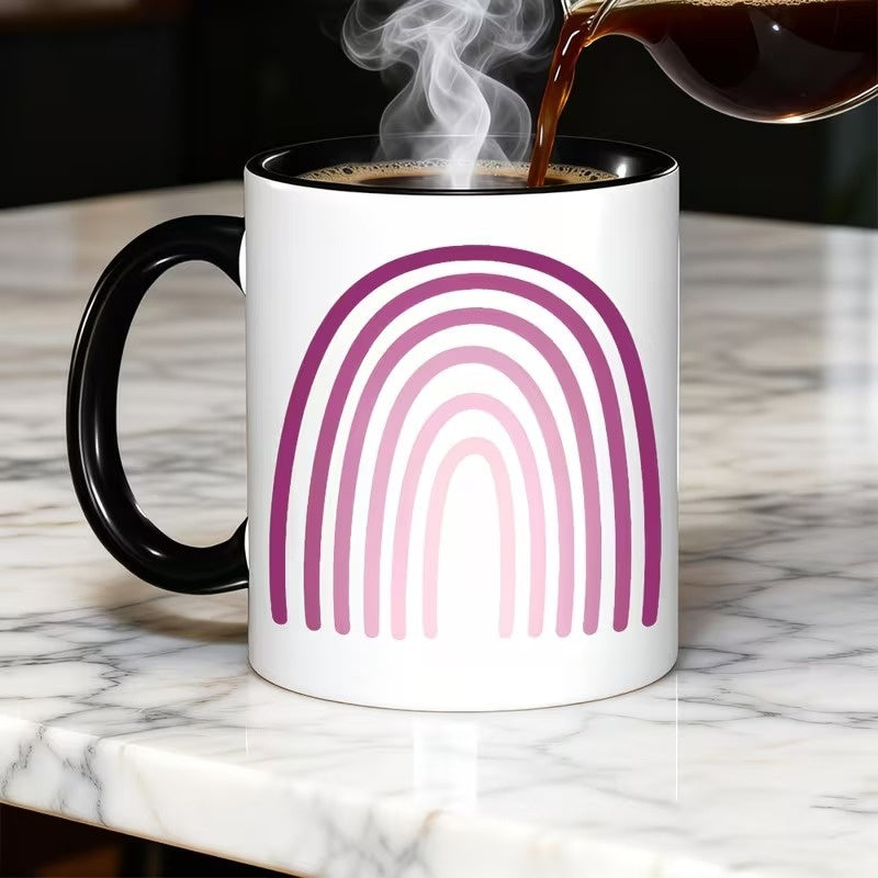 Tailorly Black Accent 11 oz Mug - 11-Ounce Colorful - Ceramic Kitchen Item for Thanksgiving - Coffee Cup for Back-To-School - Couples Edition with