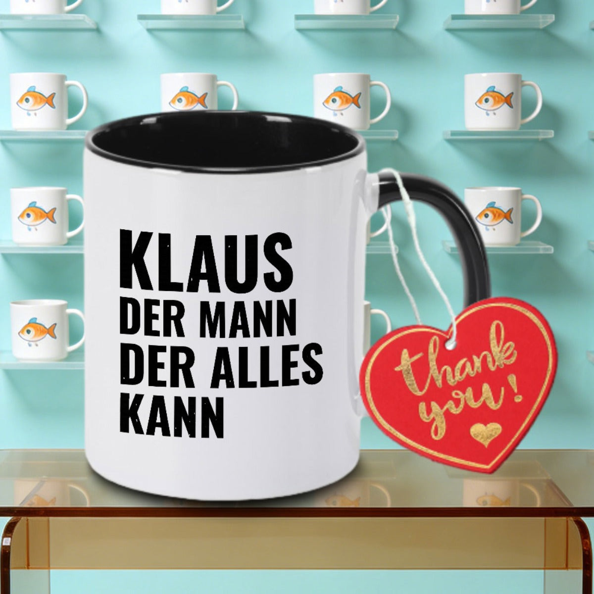 Tailorly Black Accent 11 oz Mug - Der Alles Kann Logo