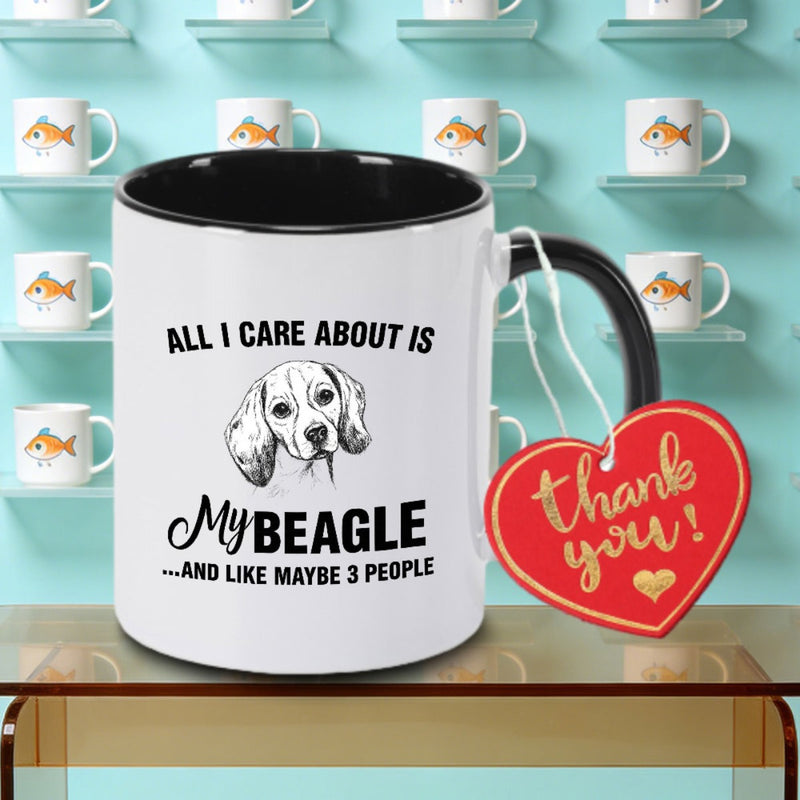 Tailorly Black Accent 11 oz Mug - The Sole Focus of My Attention Is My Beagle text