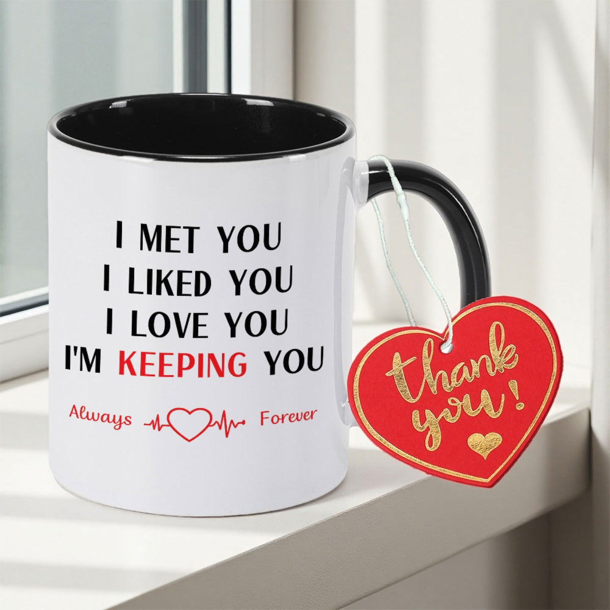 Tailorly Black Accent 11 oz Mug - 1pc Large Print Double-Sided Mug with Insulated Heat-Resistant Cup - Dishwasher Round for Hot Drinks Ideal for