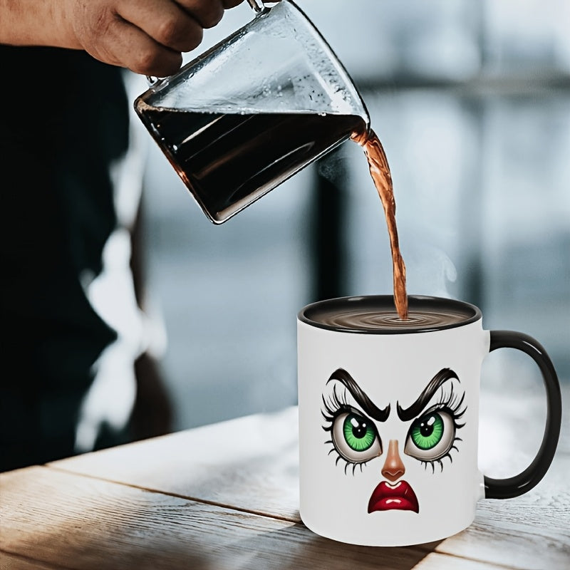 Tailorly Black Accent 11 oz Mug - coffee mug cute ceramic double sided printed 11oz white black two tone coffee cup for women men gift for birthday