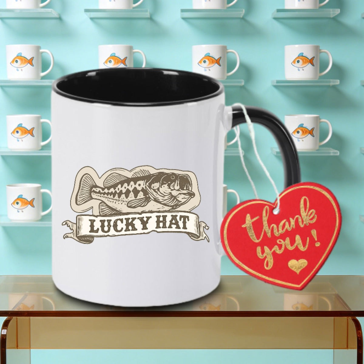 Tailorly Black Accent 11 oz Mug - Fish