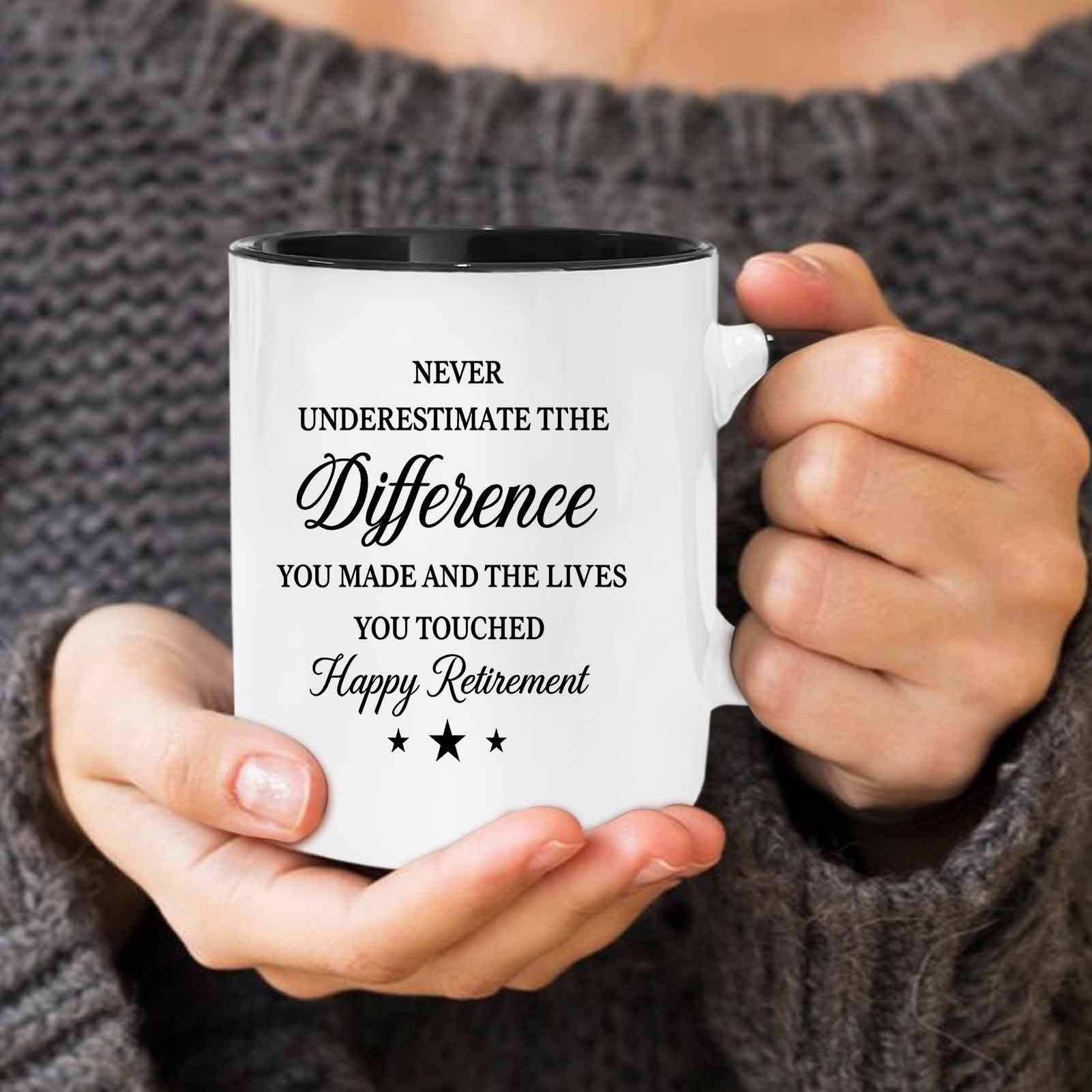 Tailorly Black Accent 11 oz Mug - retirement quote never you made and the lives you