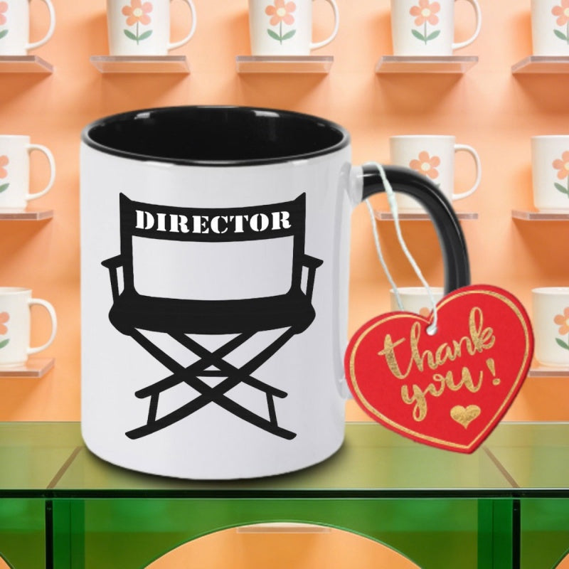 Tailorly Black Accent 11 oz Mug - directors chair logo