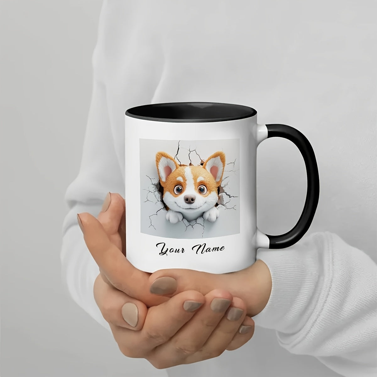 Tailorly Black Accent 11 oz Mug - adorable puppy design