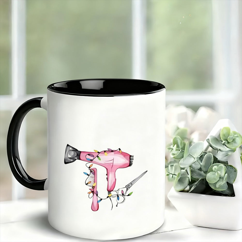 Tailorly Black Accent 11 oz Mug - colorful lights and hair tools design