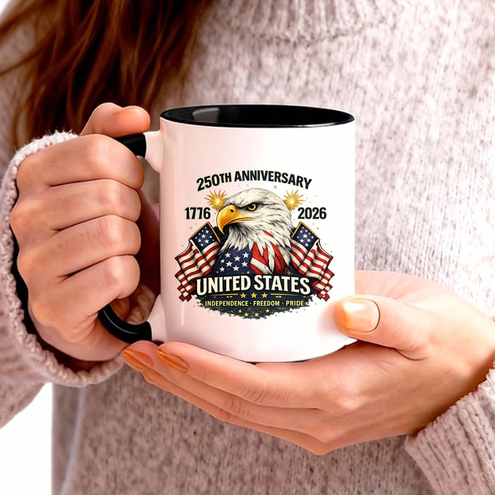 Tailorly Black Accent 11 oz Mug - flag united states 250th anniversary
