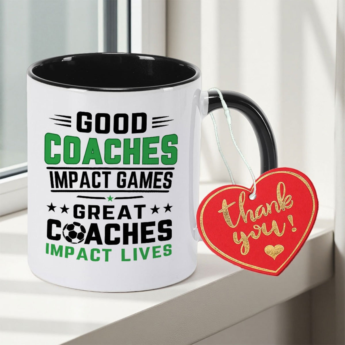Tailorly Black Accent 11 oz Mug - 1pc of a Beautifully Designed Double-Sided Ceramic Mug Ideal for Sports . This Reusable Tea Mug Features a Handle And