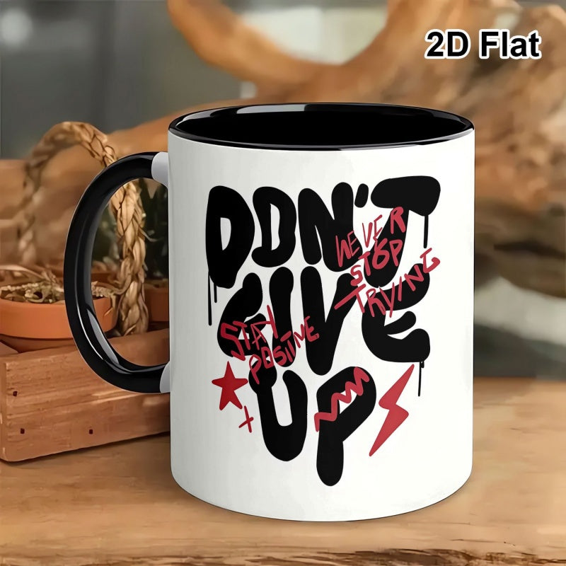 Tailorly Black Accent 11 oz Mug - dont give up graffiti art inspirational quote