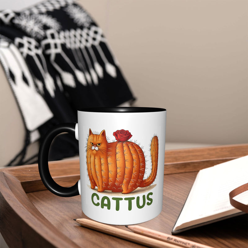 Tailorly Black Accent 11 oz Mug - Cactus with black accent