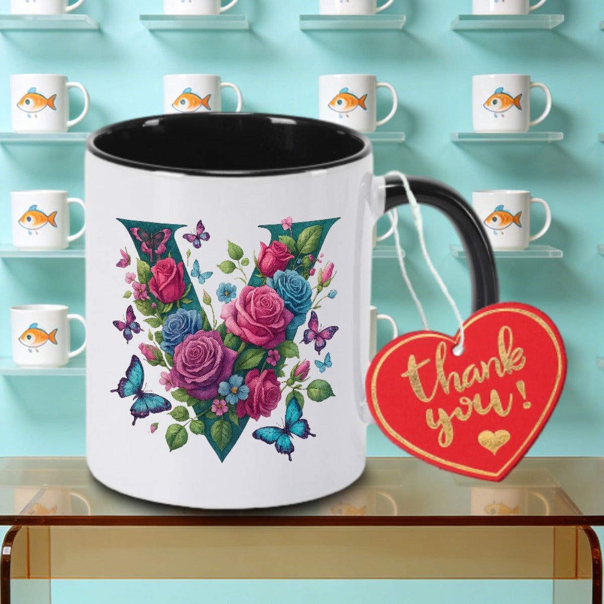 Tailorly Black Accent 11 oz Mug - A Single And Purple Ceramic Coffee Mug Tea Milk Or Water. This Reusable Cup a Birthday Gift And Is Ideal