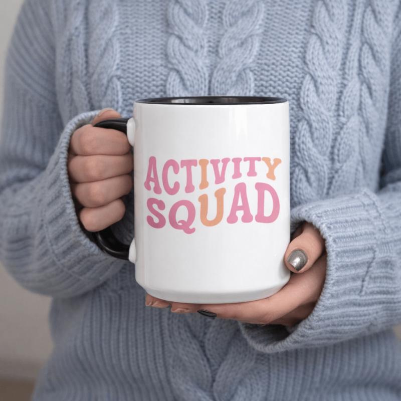 Tailorly Black Accent 11 oz Mug - activity squad retro groovy