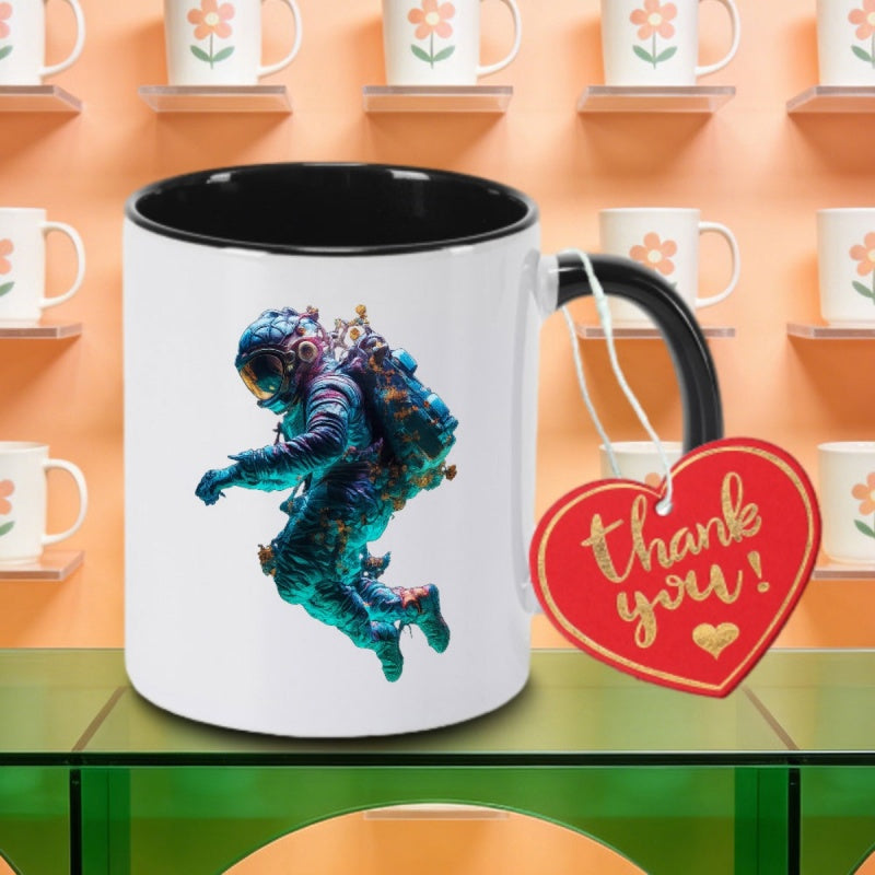 Tailorly Black Accent 11 oz Mug - space themed astronaut logo