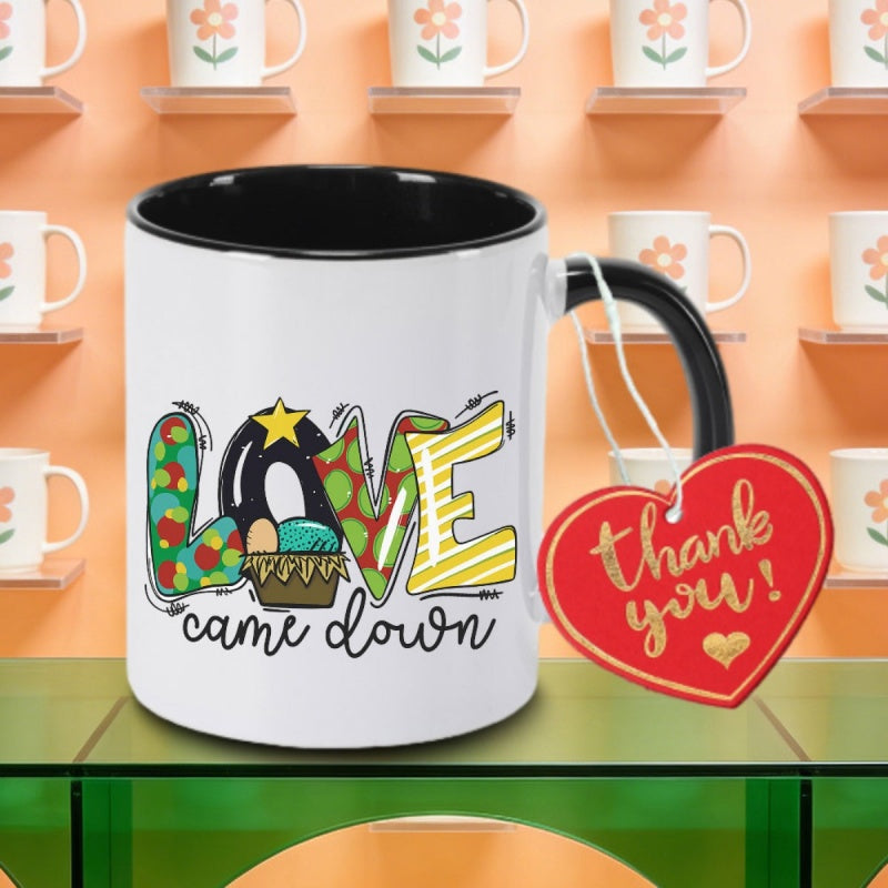 Tailorly Black Accent 11 oz Mug - a whimsical ceramic coffee mug featuring a perfect as a holiday reusable cup is suitable for tea milk or water