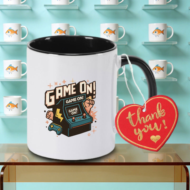 Tailorly Black Accent 11 oz Mug - Retro NES gaming design from the 80s