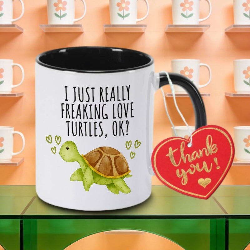 Tailorly Black Accent 11 oz Mug - i just really turtlesok logo