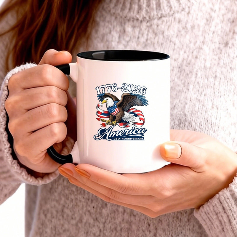 Tailorly Black Accent 11 oz Mug - america flag 1776 2026 anniversary