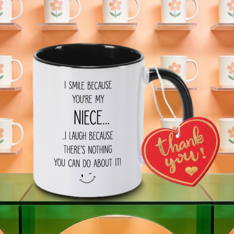 Tailorly Black Accent 11 oz Mug - you are my niece Christmas gift text
