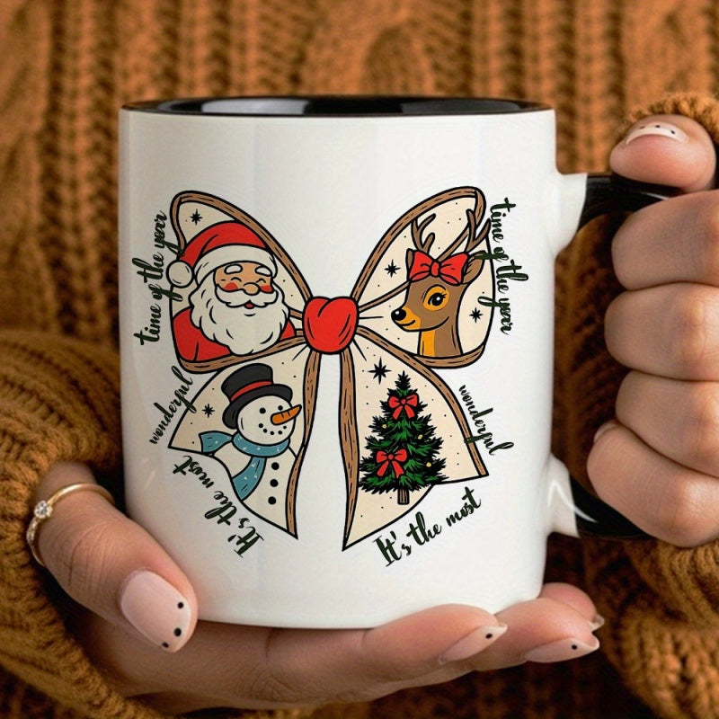 Tailorly Black Accent 11 oz Mug - christmas santa snowman reindeer tree