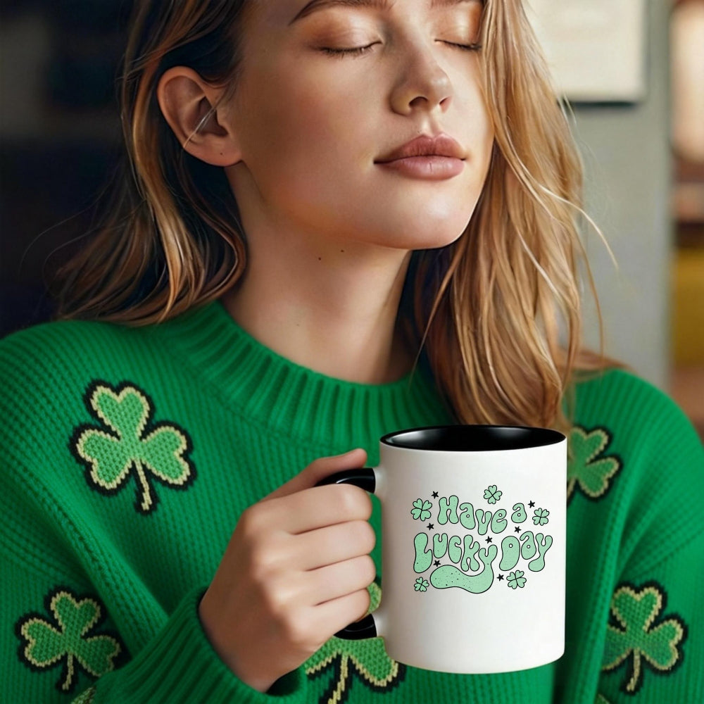 Tailorly Black Accent 11 oz Mug - clover