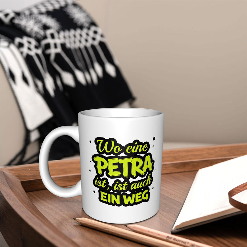 Tailorly White Ceramic 11 oz Mug - Bold Vibrant Typography Featuring Cheerful Green And Yellow Artistic Script Mug