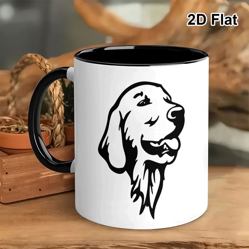 Tailorly Black Accent 11 oz Mug - 11oz porcelain mug featuring a golden retriever design valentines day a black and white coffee cup suitable for him