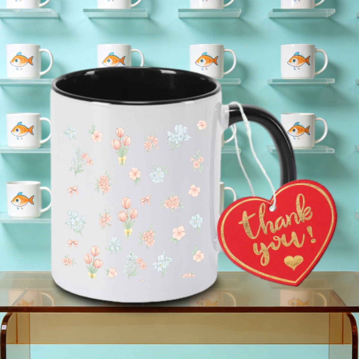 Tailorly Black Accent 11 oz Mug - Elegant Tulip Logo